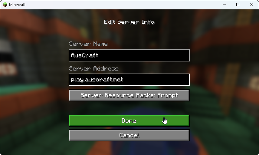 How to join AusCraft guide: Edit Server Info